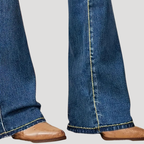 Dam Utsvängda Jeans Hög Midja Bootcut Passform Denim Blå