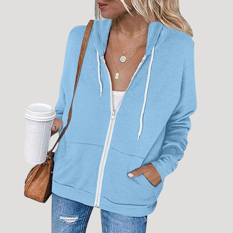 Dam Dragkedjehoodie Oversized Långärmad Avslappnad