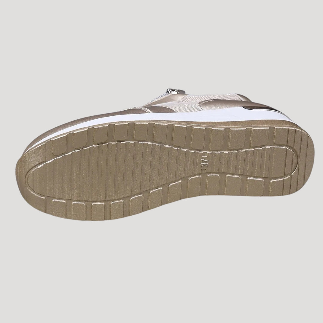 Dam sneakers låg modell med dragkedja och snörning