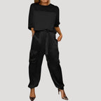 Dam matchande satin set med byxor och topp