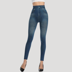 Dam Jeggings Denim Hög Midja Stretchig Passform