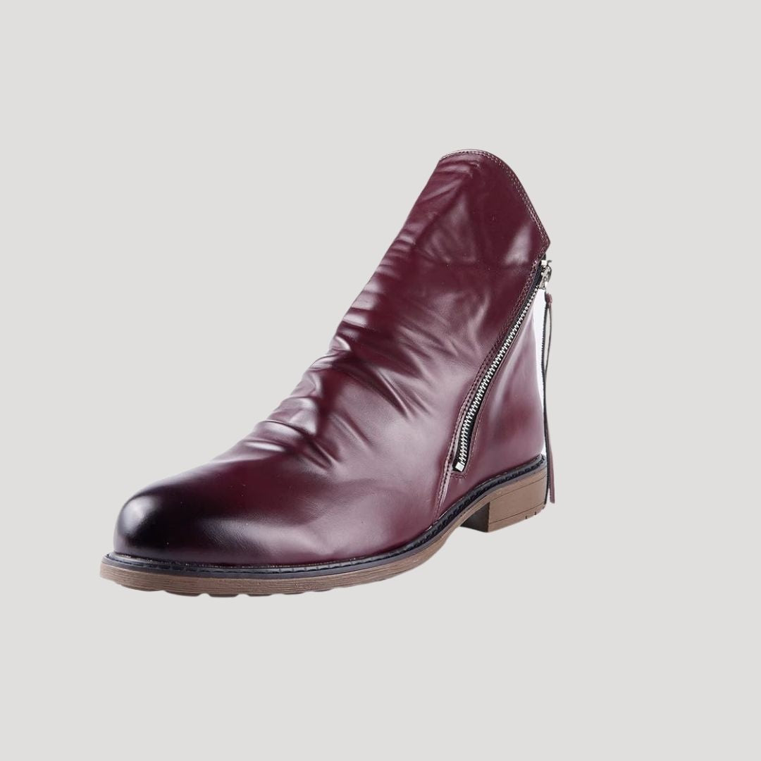 Herr boots i slätt läder med dragkedja