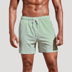 Herr randiga badshorts med dragsko och resårmidja