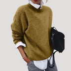 Dam Stickad Tröja Rundhalsad Oversized Långärmad