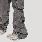 Dam baggy cargo jeans med låg midja och vida ben