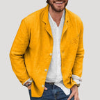 Herr linne skjorta med knappstängning avslappnad passform overshirt