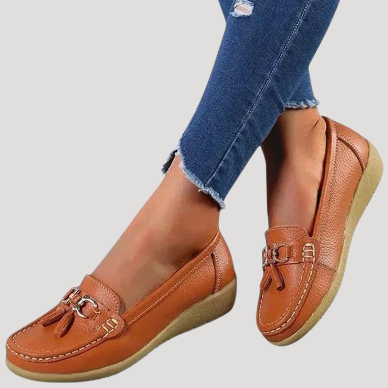 Dam Ortopediska Loafers Med Mjuk Sula Tassel