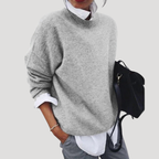 Dam Stickad Tröja Rundhalsad Oversized Långärmad