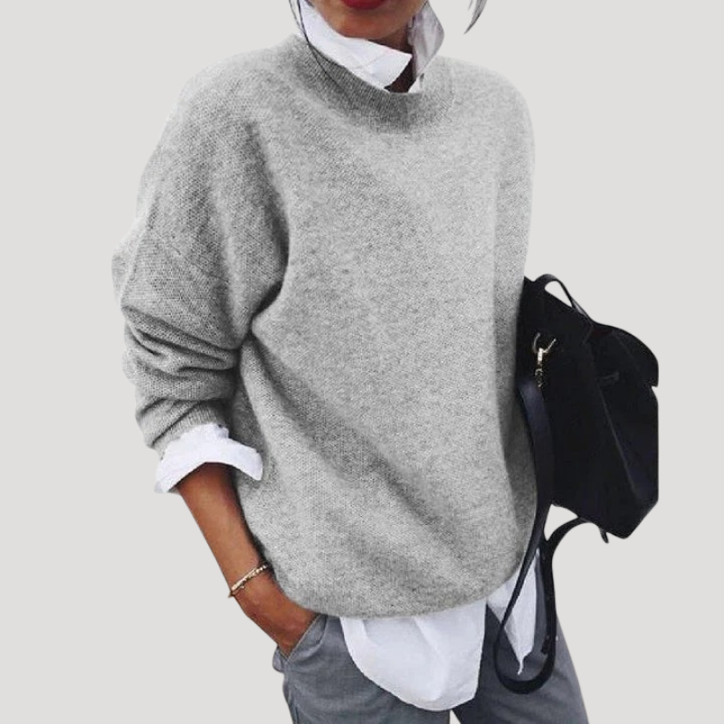 Dam Stickad Tröja Rundhalsad Oversized Långärmad