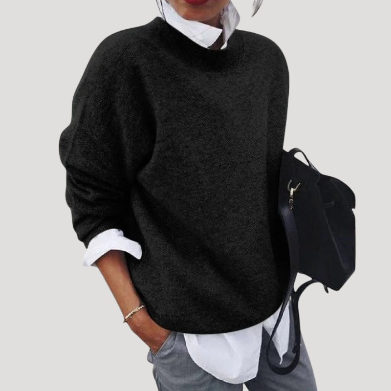 Dam Stickad Tröja Rundhalsad Oversized Långärmad