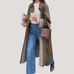 Dam jackor lång trenchcoat med krage tunn modell stilren