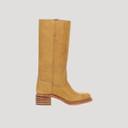 Dam knähöga skinnstövlar med blockklack