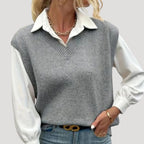 Dam stickad väst med v ringning