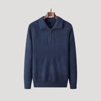 Herr stickad tröja med krage och half zip