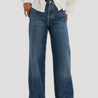 Dam jeans baggy vida raka blå byxor lågmidjade