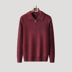 Herr stickad tröja med krage och half zip