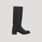 Dam knähöga skinnstövlar med blockklack