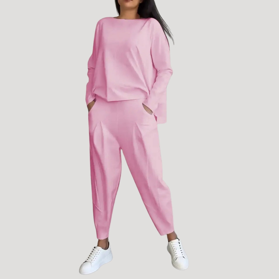 Dam tvådelat matchande set med topp och byxor