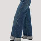 Dam jeans baggy vida raka blå byxor lågmidjade