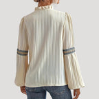 Dam långärmad blus med volangkrage vida ärmar snygga blusar