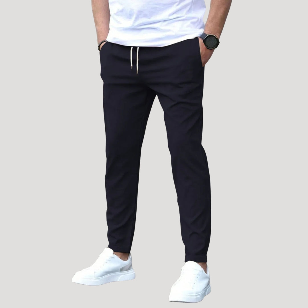 Herr chinos med elastisk midja dragsko bekväma avslappnad passform