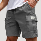 Herr cargo shorts med benfickor och dragsko