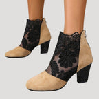 Dam stövletter boots med klack och spetsdetalj