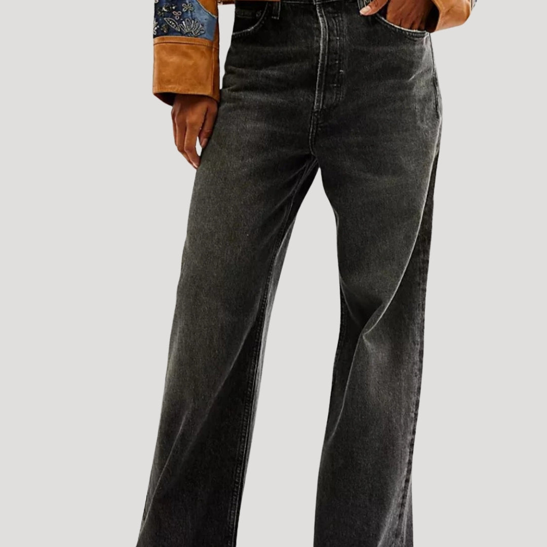 Dam jeans baggy vida raka blå byxor lågmidjade