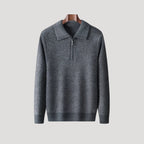 Herr stickad tröja med krage och half zip