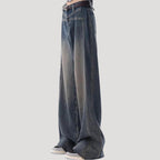Dam vida mörkblå denimjeans med breda ben och hög midja