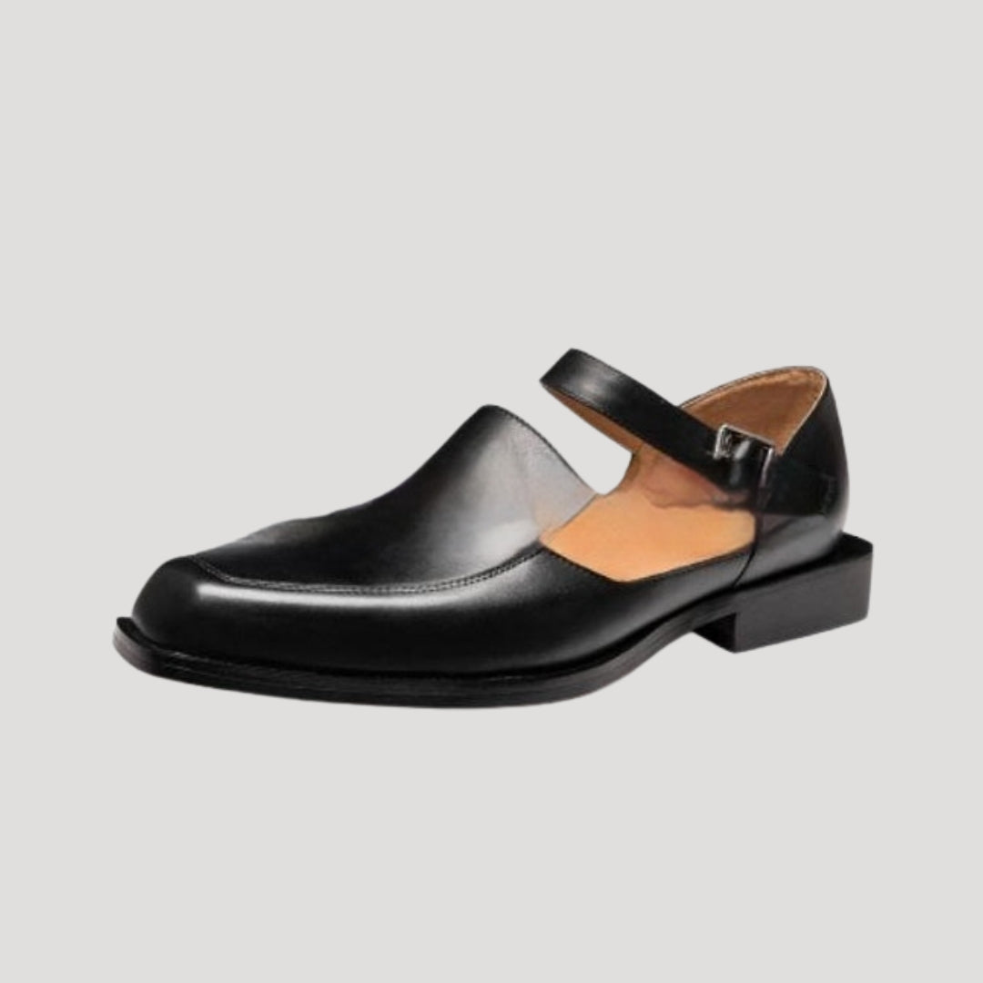 Herr skinnskor med rem låg klack