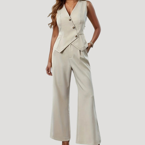 Dam ärmlös byxdress dam jumpsuit med vida ben
