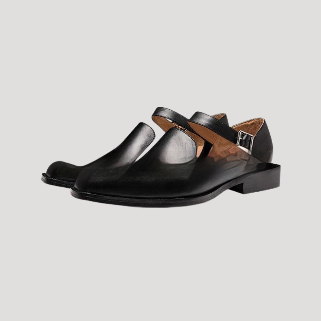 Herr skinnskor med rem låg klack