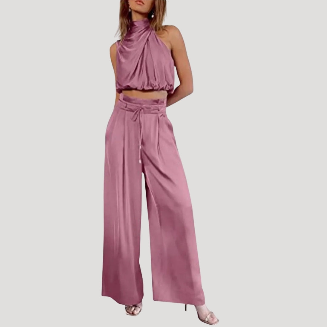 Dam matchande tvådelat set byxor och topp