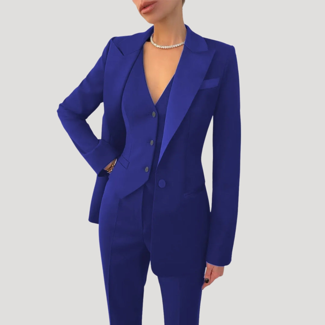 Dam kostym set med blazer byxa och väst elegant passform