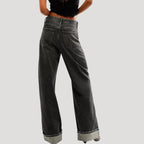 Dam jeans baggy vida raka blå byxor lågmidjade