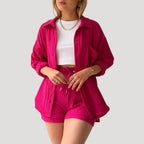 Dam tvådelat set med skjorta och shorts
