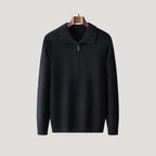 Herr stickad tröja med krage och half zip