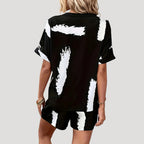 Dam matchande set sommar shorts kortärmad topp med knappar