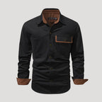 Herr långärmad overshirt skjorta med bröstfickor