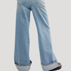 Dam jeans baggy vida raka blå byxor lågmidjade