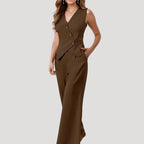 Dam ärmlös byxdress dam jumpsuit med vida ben