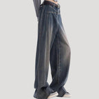 Dam vida mörkblå denimjeans med breda ben och hög midja