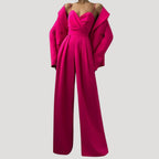 Dam elegant byxdress med vida ben