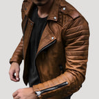 Herr skinnjacka bikerstil kort passform stilren modern