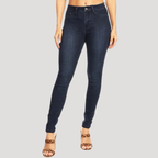 Dam Skinny Jeans Hög Midja Slim Fit Mörkblå