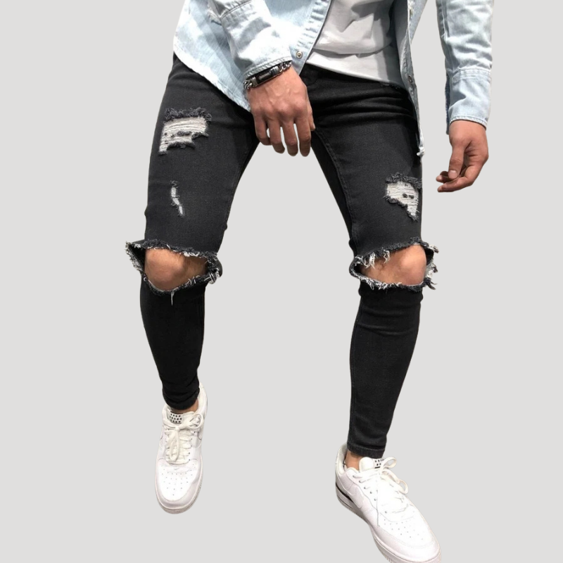 Herr Skinny Jeans Slim Fit Rippade Stretchjeans Denimbyxor