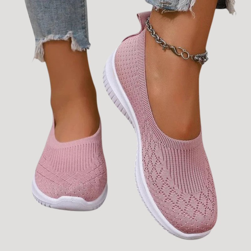 Dam Ortopediska Skor Slip On Stickad Ovandel Stötdämpande Sula