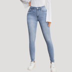 Dam Högmidjade Skinny Jeans Slim Fit Stretchjeans