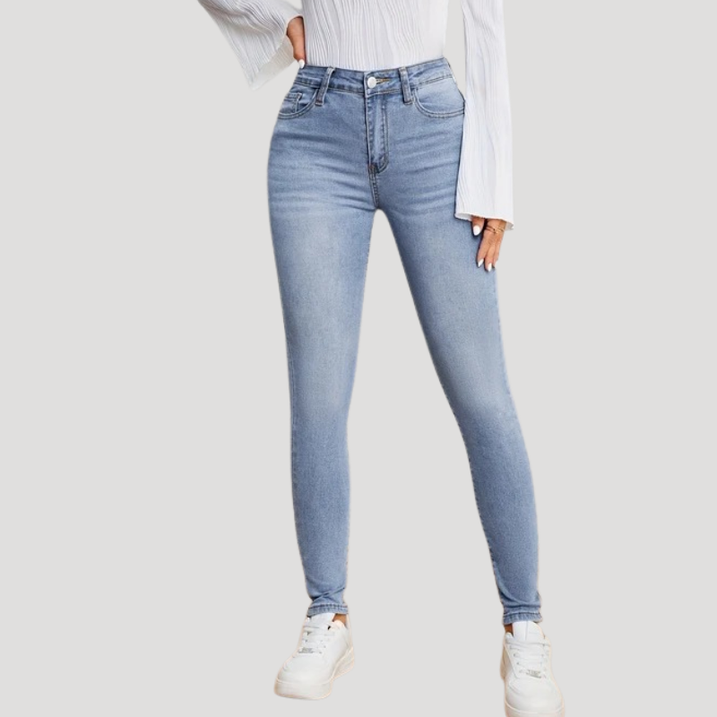 Dam Högmidjade Skinny Jeans Slim Fit Stretchjeans
